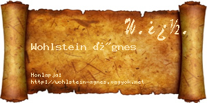 Wohlstein Ágnes névjegykártya